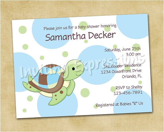 Sea Turtle Baby Shower Invitations Items Similar to Sea Turtle Baby Shower Invitations In