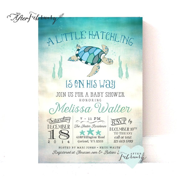 Sea Turtle Baby Shower Invitations Sea Turtle Baby Shower Invitation Under the by