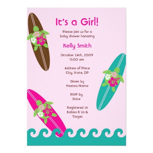 Sea Turtle Baby Shower Invitations Surfing Sea Turtle Baby Shower Invitation