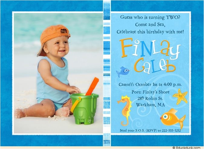 Second Birthday Invitation Boy Colorful Fish Birthday Invitations Seahorse Starfish