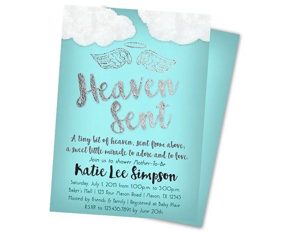 Sent From Heaven Baby Shower Invitations Heaven Sent Baby Shower Invitation Boy Baby by Sent From Heaven Baby Shower Invitations Heaven Sent Baby Shower Invitation Boy Baby by