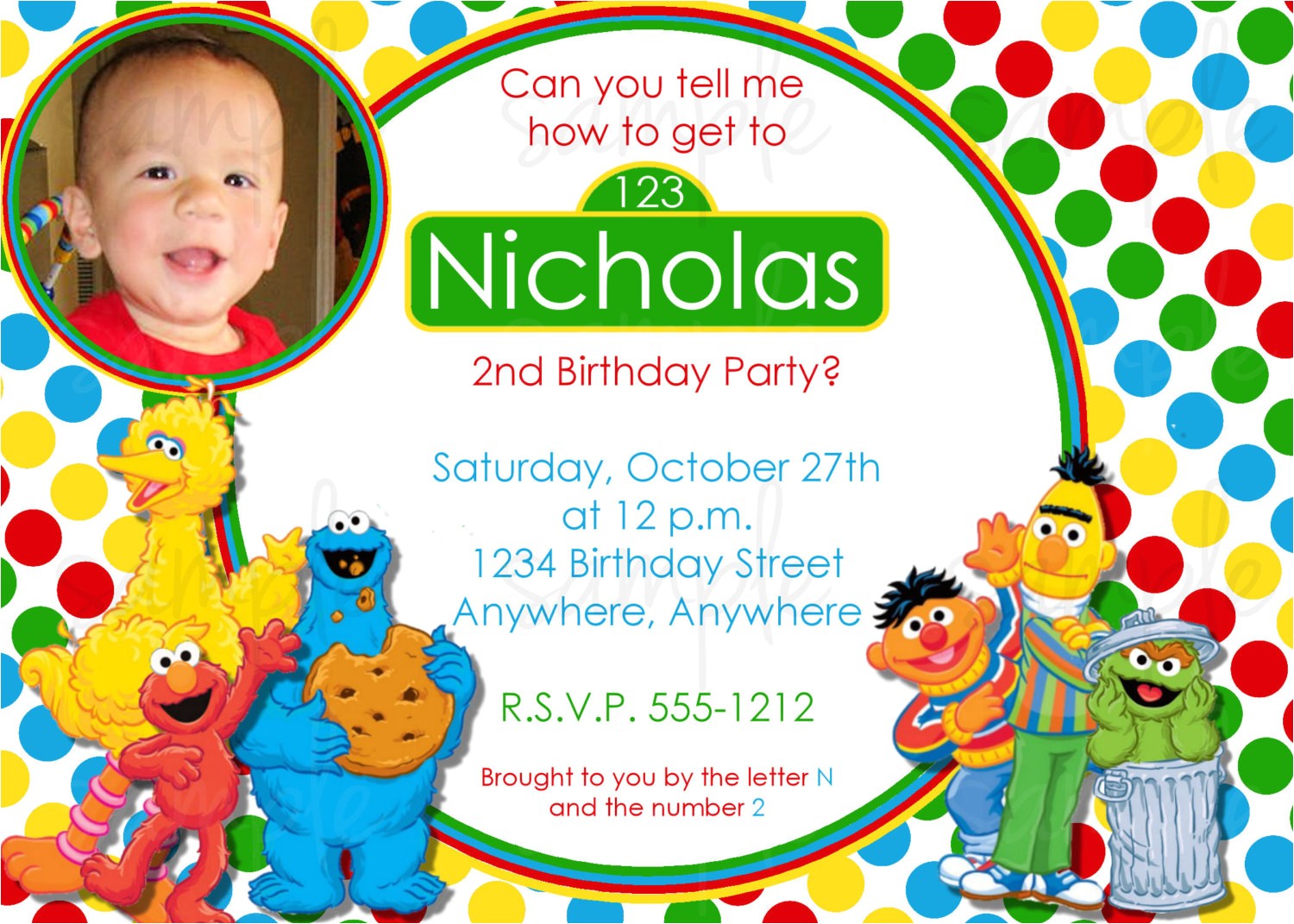 Sesame Street 1st Birthday Photo Invitations Sesame Street Birthday Invitation Sesame Street 1st Birthday Photo Invitations Sesame Street Birthday Invitation