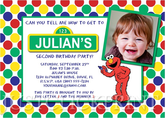 Sesame Street 2nd Birthday Invitation Wording Sesame Street Elmo Birthday Invitation Printable Just