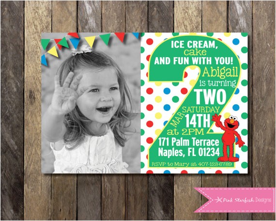 Sesame Street 2nd Birthday Invitation Wording Sesame Street Invitation Elmo Invitation by