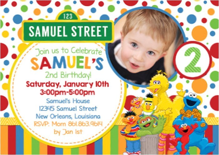 Sesame Street Customized Birthday Invitations Personalized Sesame Street Birthday Invitation Sample