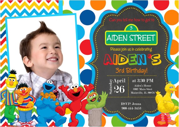 Sesame Street Customized Birthday Invitations Sesame Street Birthday Party Invitation by Prettypaperpixels