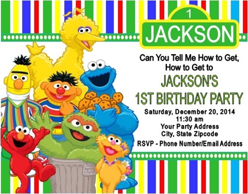 Sesame Street Customized Birthday Invitations Sesame Street Birthday Party Invitations Custom