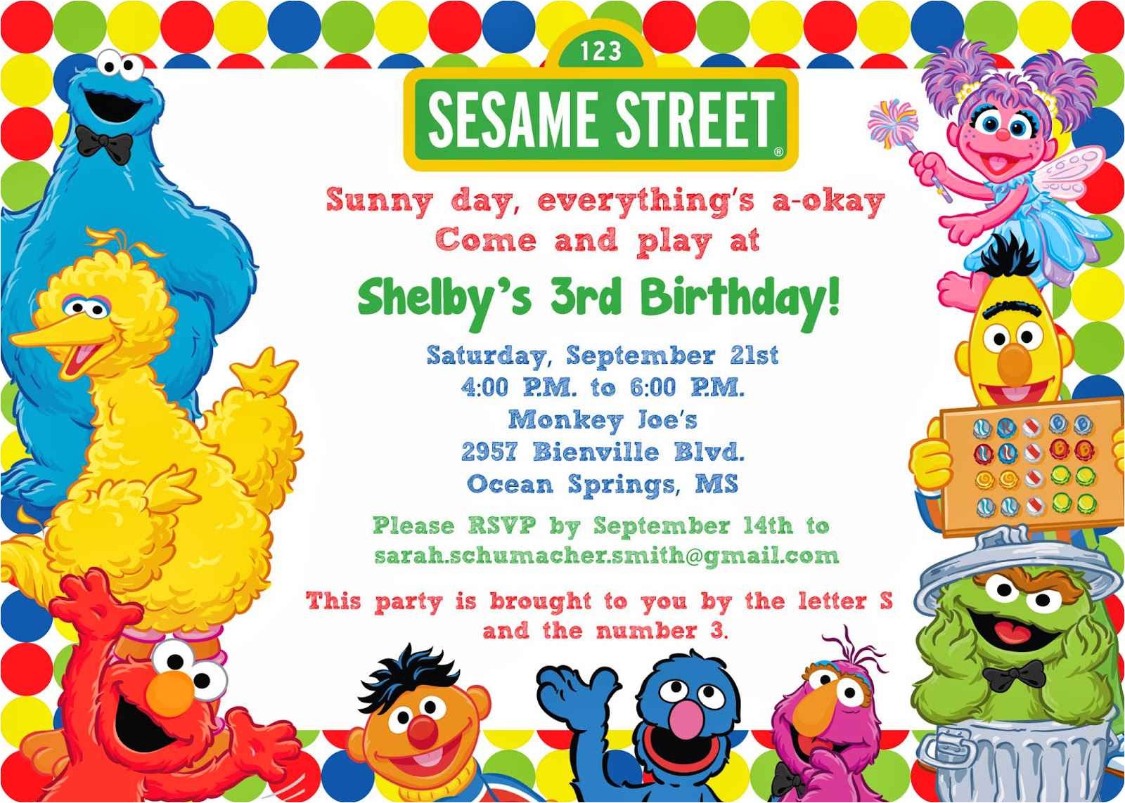 Sesame Street Party Invitations Personalized Sesame Street Birthday Invitations Birthday Party