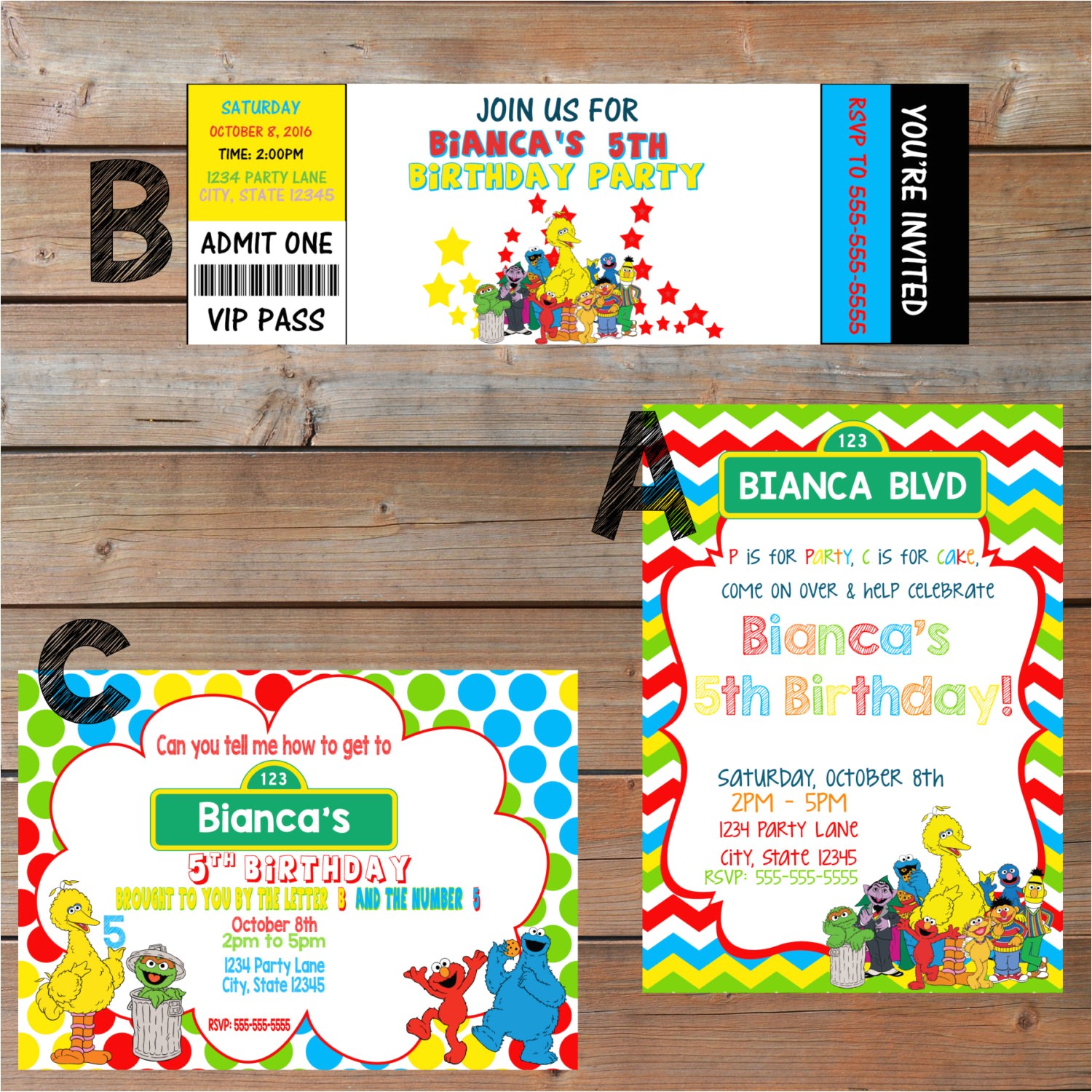 Sesame Street Party Invitations Personalized Sesame Street themed Party Invitations Personalized and