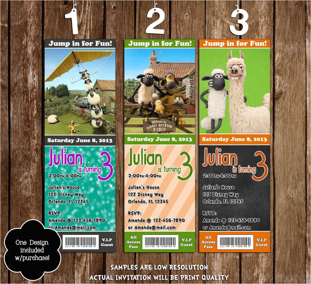 Shaun the Sheep Birthday Party Invitations Novel Concept Designs Shaun the Sheep Movie Birthday