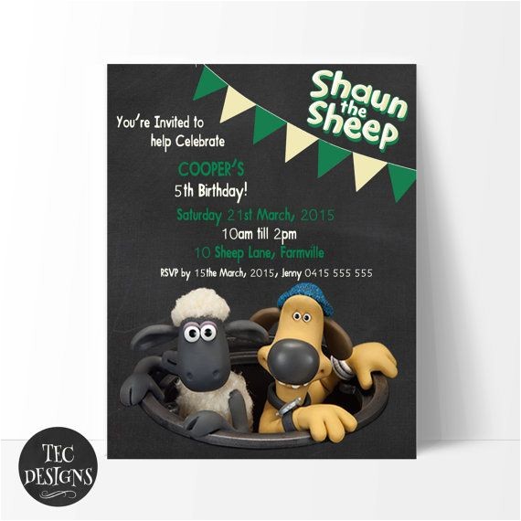 Shaun the Sheep Birthday Party Invitations Shaun the Sheep Birthday Invitation Edit and Print by