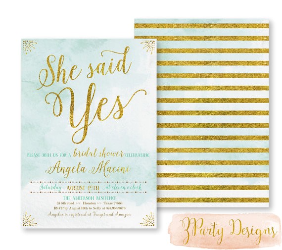 She Said Yes Bridal Shower Invitations She Said Yes Bridal Shower Invitation Glitter by Zpartydesigns
