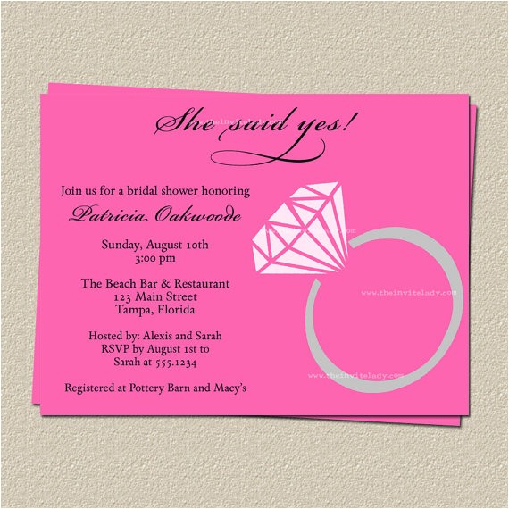 She Said Yes Bridal Shower Invitations She Said Yes Wedding Shower Invitations by theinviteladyshop