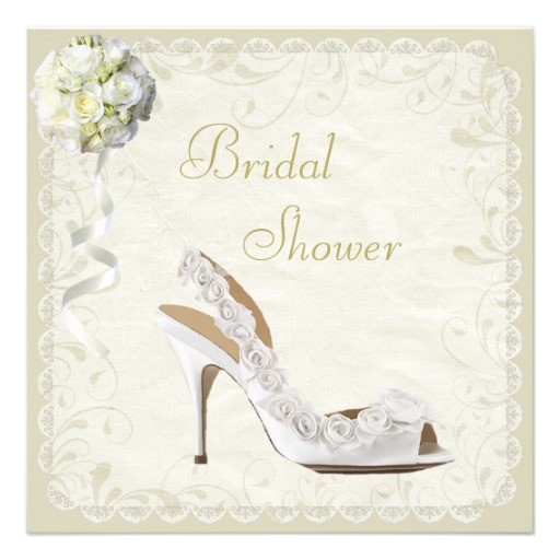 Shoe Bridal Shower Invitations Chic Shoe & Bouquet Bridal Shower 5 25×5 25 Square Paper