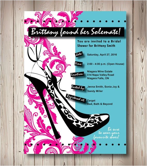 Shoe themed Bridal Shower Invitations solemate Bridal Shower Shoe themed by Pinklittlenotebook