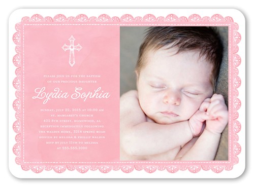 Shutterfly Baptism Invitations Delicate Lace Girl 5×7 Invitation Card