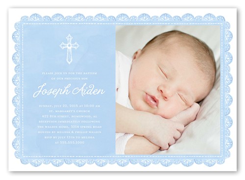 Shutterfly Boy Baptism Invitations Delicate Lace Boy 5×7 Invitation Card