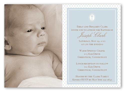 Shutterfly Boy Baptism Invitations Seraphic Dots Slate 5×7 Invitation Card