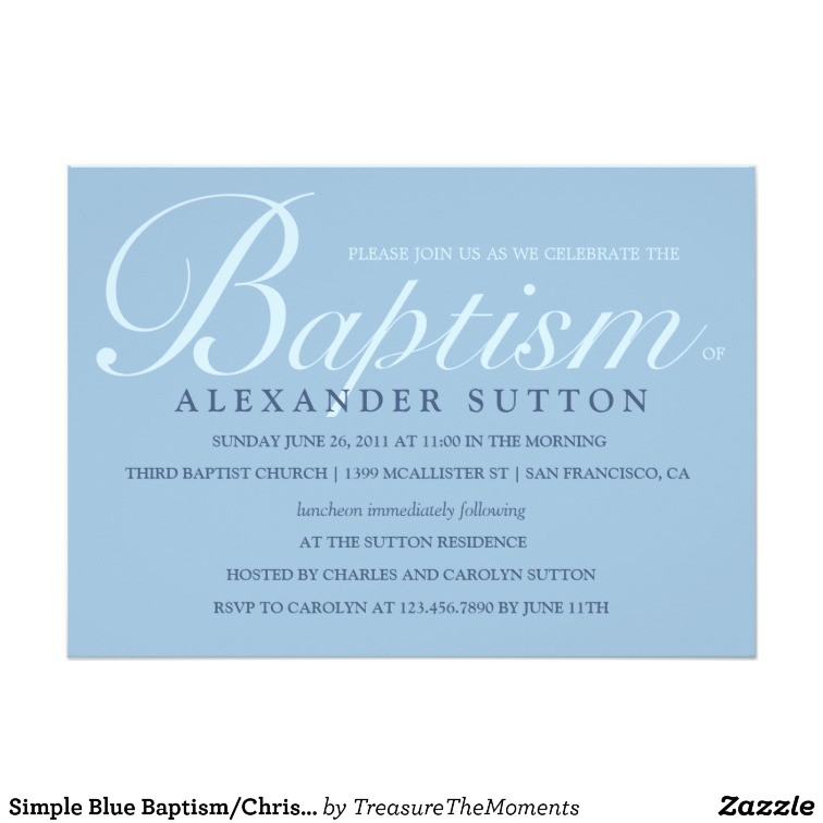 Simple Baptism Invitations Simple Blue Baptism Christening Invite