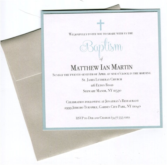 Simple Baptism Invitations Simple Boys Baptism Invitation Christening First Munion