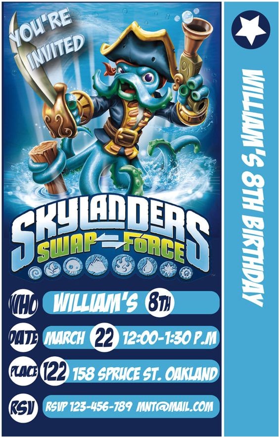 Skylander Birthday Invitations Free Skylander Swap force Card Birthday Party Invitation Skylander Birthday Invitations Free Skylander Swap force Card Birthday Party Invitation