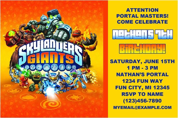 Skylander Birthday Invitations Free Unavailable Listing On Etsy