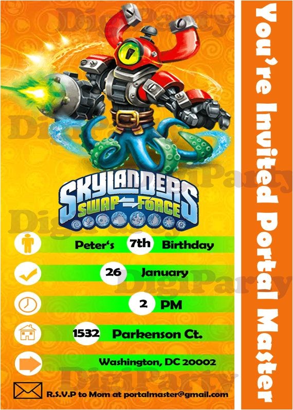 Skylanders Birthday Invitations Printable New Skylander Swap force Custom Birthday Invitation Hey