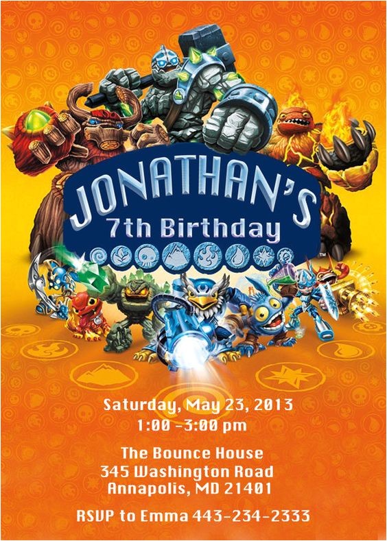 Skylanders Birthday Invitations Printable Skylanders Birthday Party Invitation by