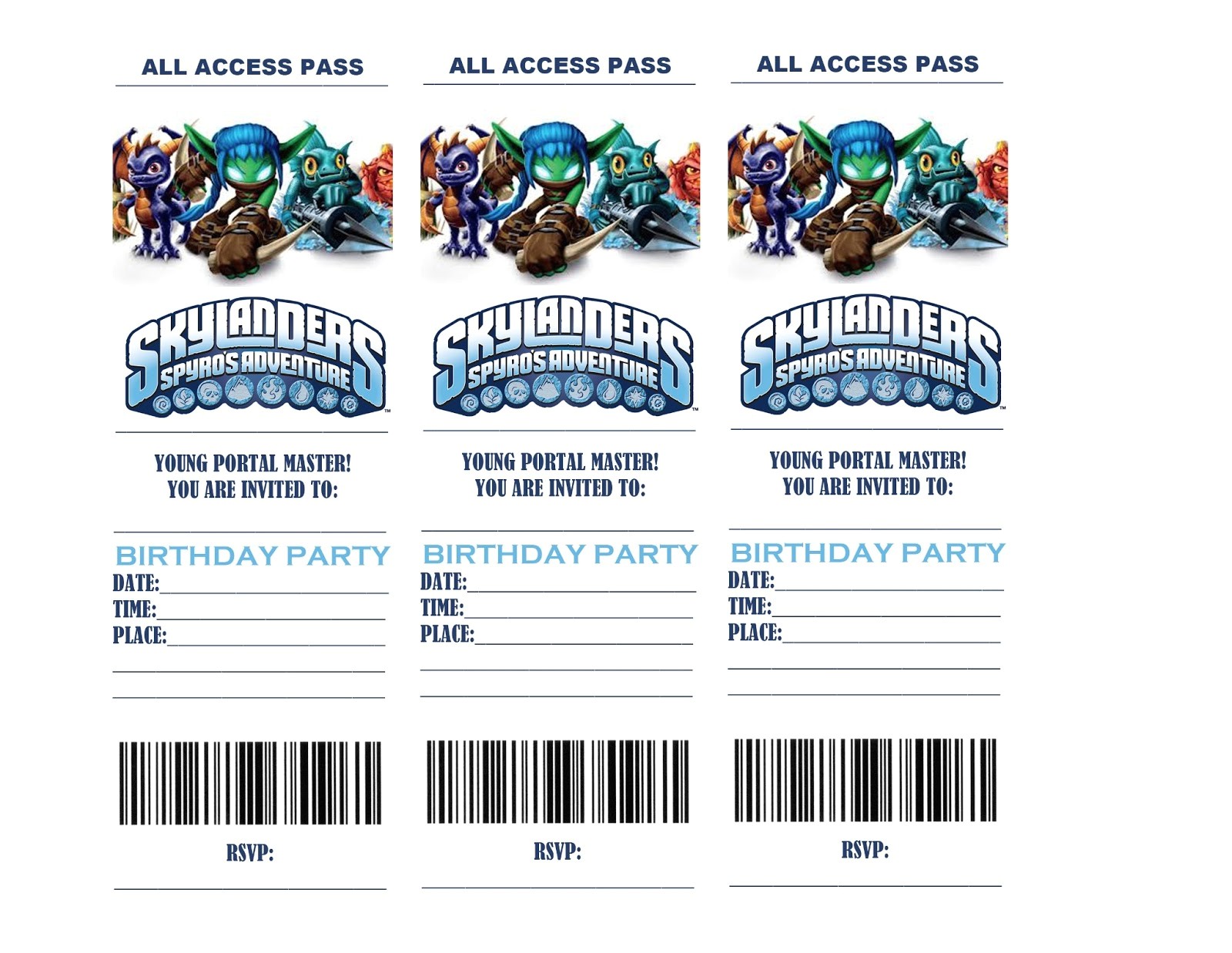 Skylanders Birthday Invitations Printable Skylanders Birthday Party Invitations