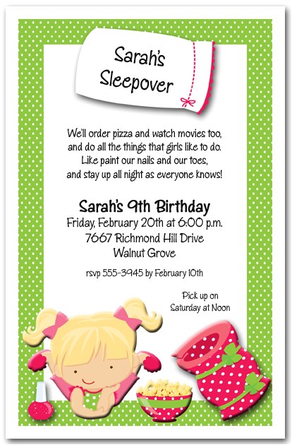 Slumber Party Invitation Poem Sleepover Party Invitations Girls Pajama Party Invitations