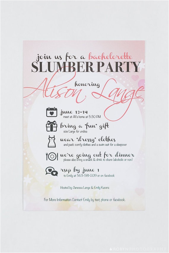 Slumber Party Invitation Poem Slumber Party Bachelorette Invitation Girls Night Out