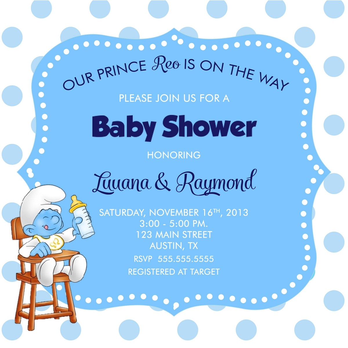 Smurf Baby Shower Invitations Smurf Baby Shower Invitation