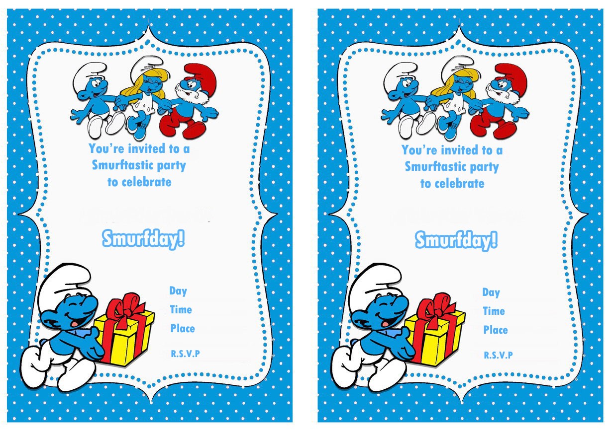 Smurf Birthday Invitations Free Smurfs Birthday Invitations Birthday Printable