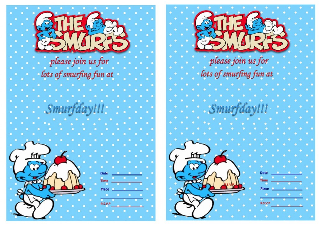 Smurf Birthday Invitations Free Smurfs Birthday Invitations Birthday Printable