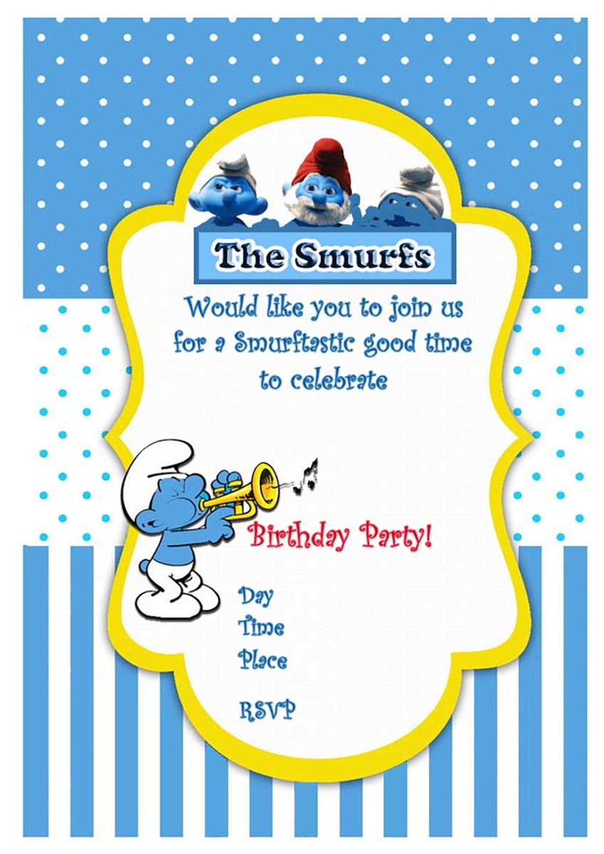 Smurf Birthday Invitations Free Smurfs Birthday Party Invitation Free Printable