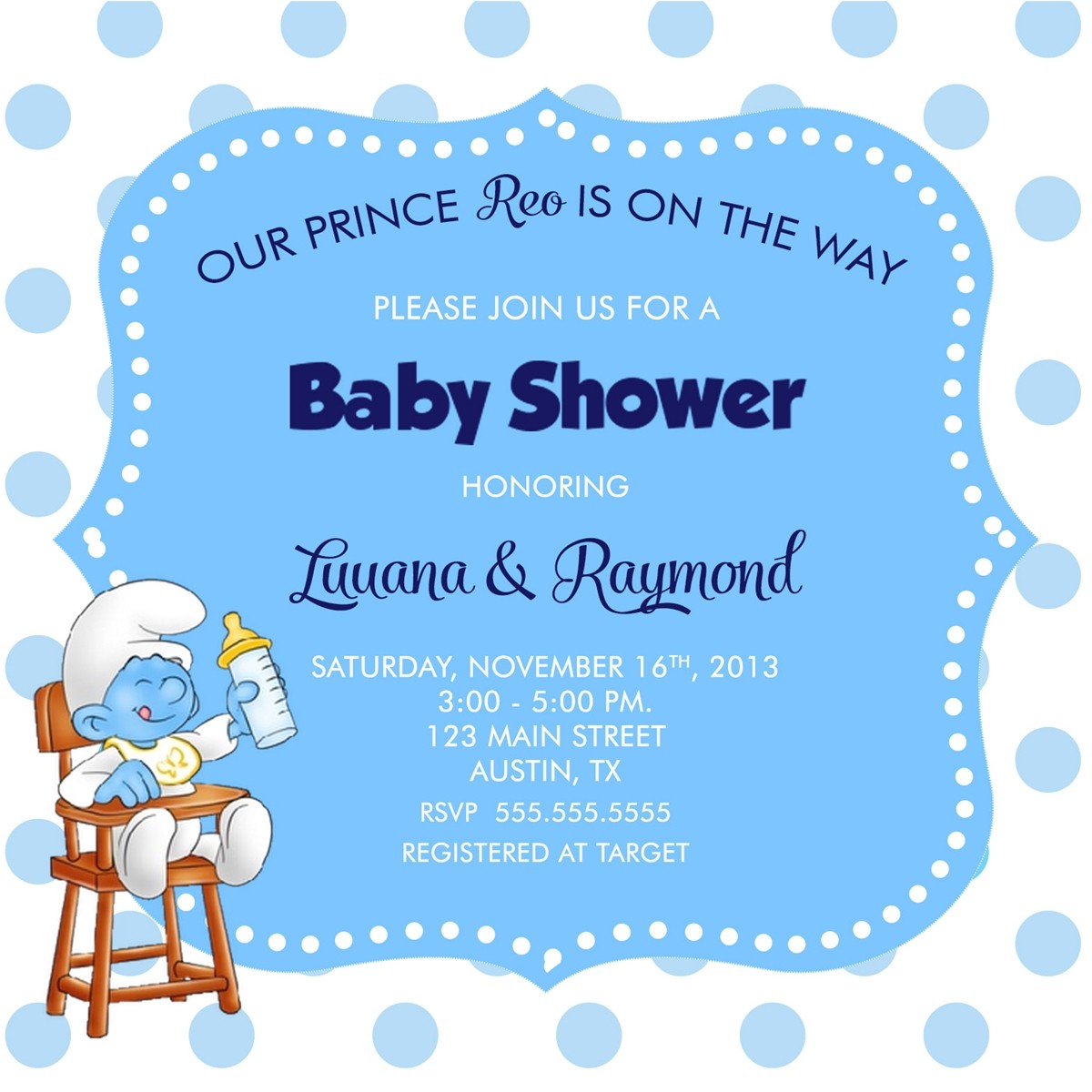Smurfs Baby Shower Invitations Smurf Baby Shower Invitation