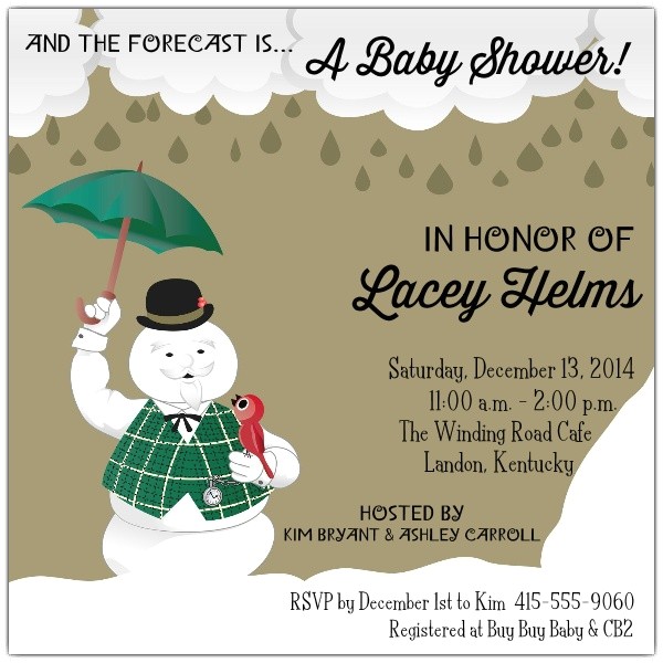 Snowman Baby Shower Invitations Sam the Snowman Baby Shower Invitations