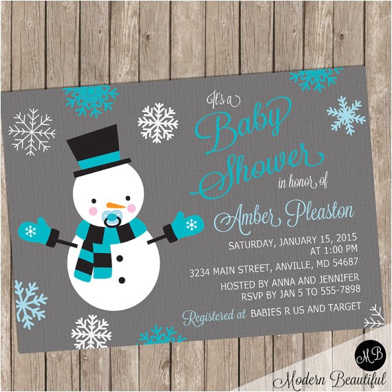 Snowman Baby Shower Invitations Snowman Shower Invitation Boy Winter Baby Shower