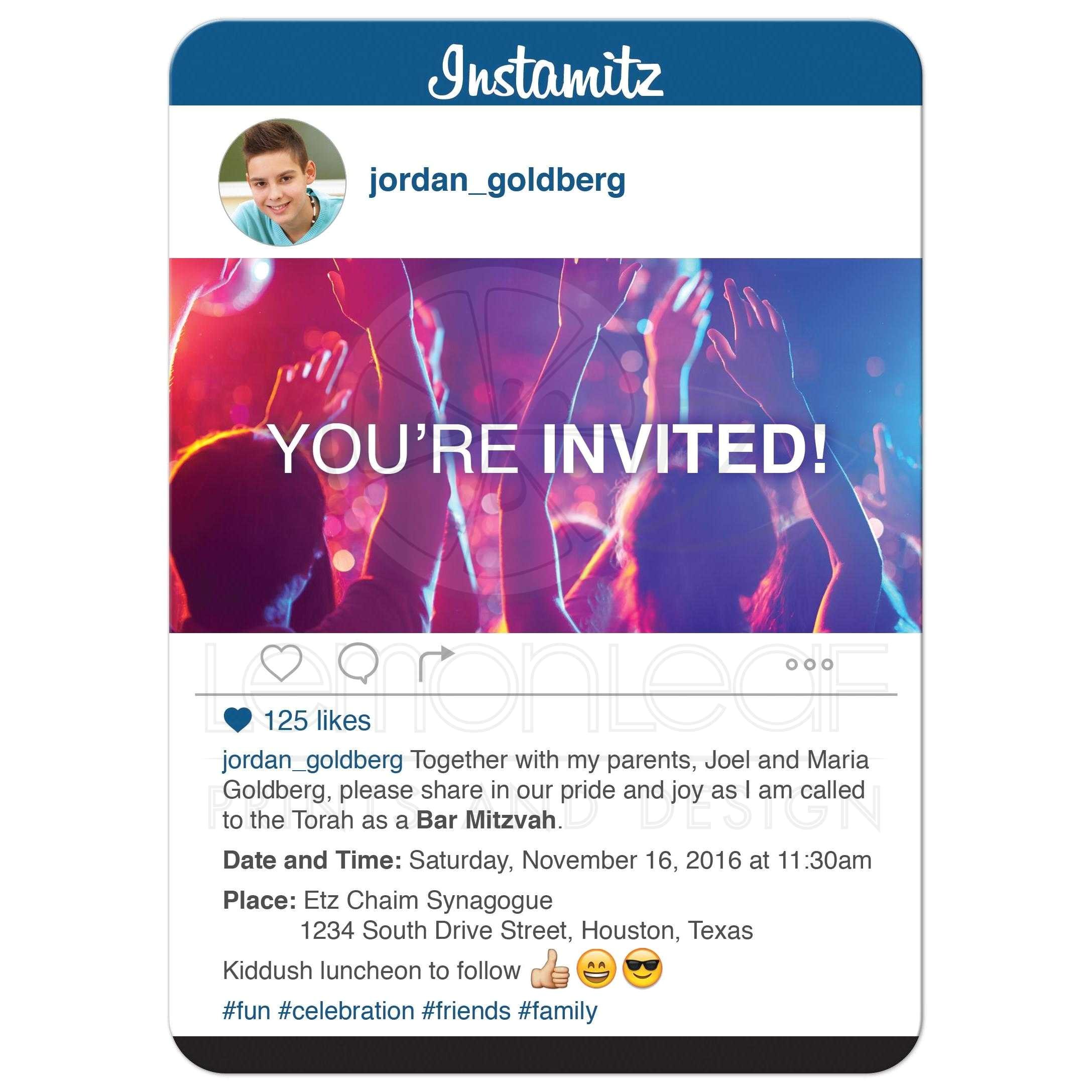 Social Media Party Invitations social Media Bar Mitzvah Invitation
