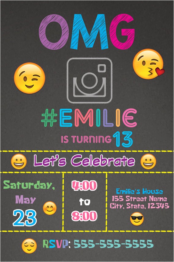 Social Media Party Invitations social Media Birthday Invitation New Generation Emoji