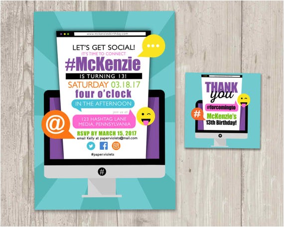 Social Media Party Invitations social Media Birthday Invitations Puter Invitation