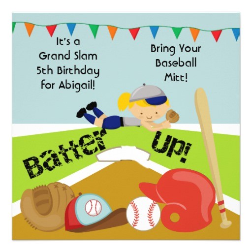 Softball Invitations Birthday Custom Blond Girl softball Birthday Invitation 5 25