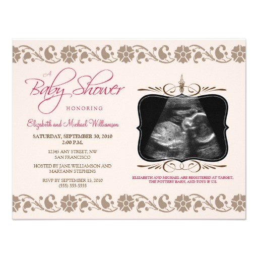 Sonogram Baby Shower Invitation Templates Precious sonogram Baby Shower Invitation Pink 4 25" X 5
