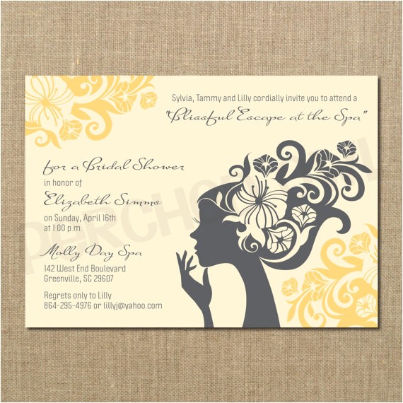 Spa Bridal Shower Invitations Blissful Day at the Spa Bridal Shower Invitation Digital