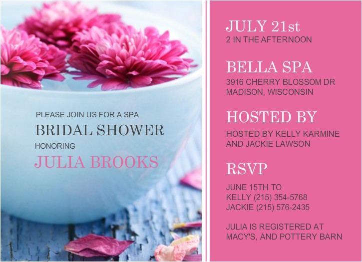 Spa Bridal Shower Invitations Pink Floating Flowers Spa Day Bridal Shower Invite Template Spa Bridal Shower Invitations Pink Floating Flowers Spa Day Bridal Shower Invite Template