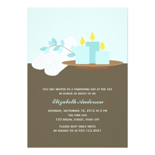 Spa Bridal Shower Invitations Spa Bridal Shower Aqua 5×7 Paper Invitation Card Zazzle
