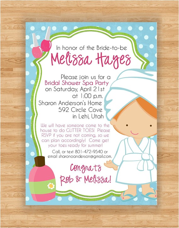 Spa themed Bridal Shower Invitations Items Similar to Bridal Shower Invitation Spa Relaxation