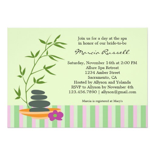 Spa themed Bridal Shower Invitations Spa Bridal Shower Invitation