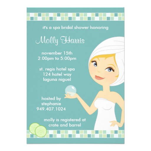Spa themed Bridal Shower Invitations Spa Bridal Shower Party Invitation 5" X 7" Invitation Card