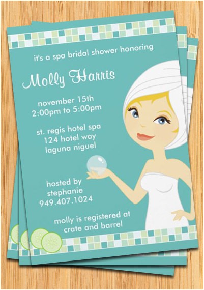 Spa themed Bridal Shower Invitations Spa Party Invitation Great for Birthdays Bridal by